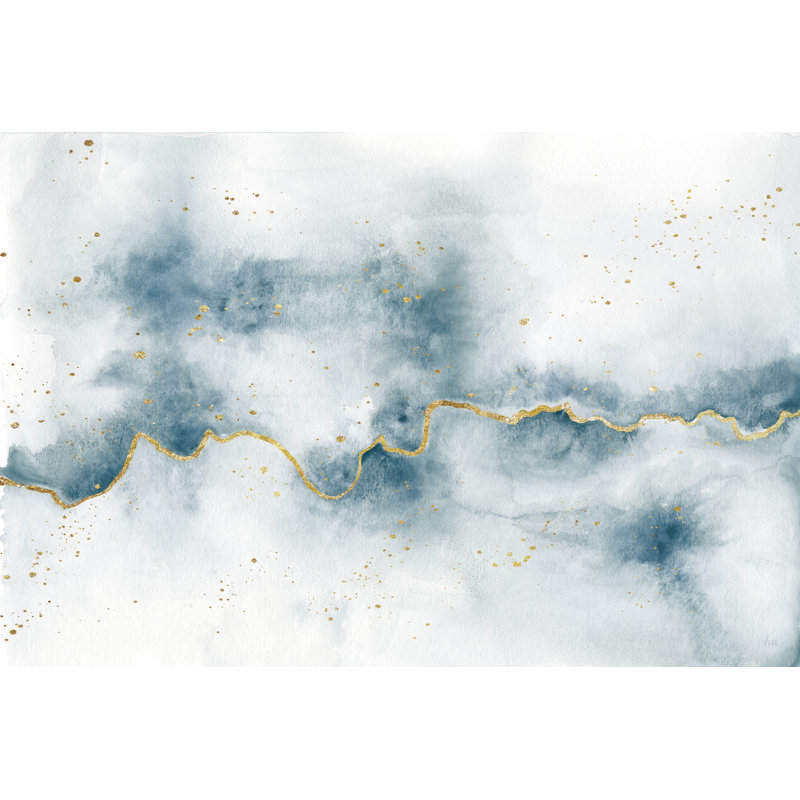 Flow With Gold by Laura Marshall - Wrapped Canvas Painting, 30cm H x 46cm W