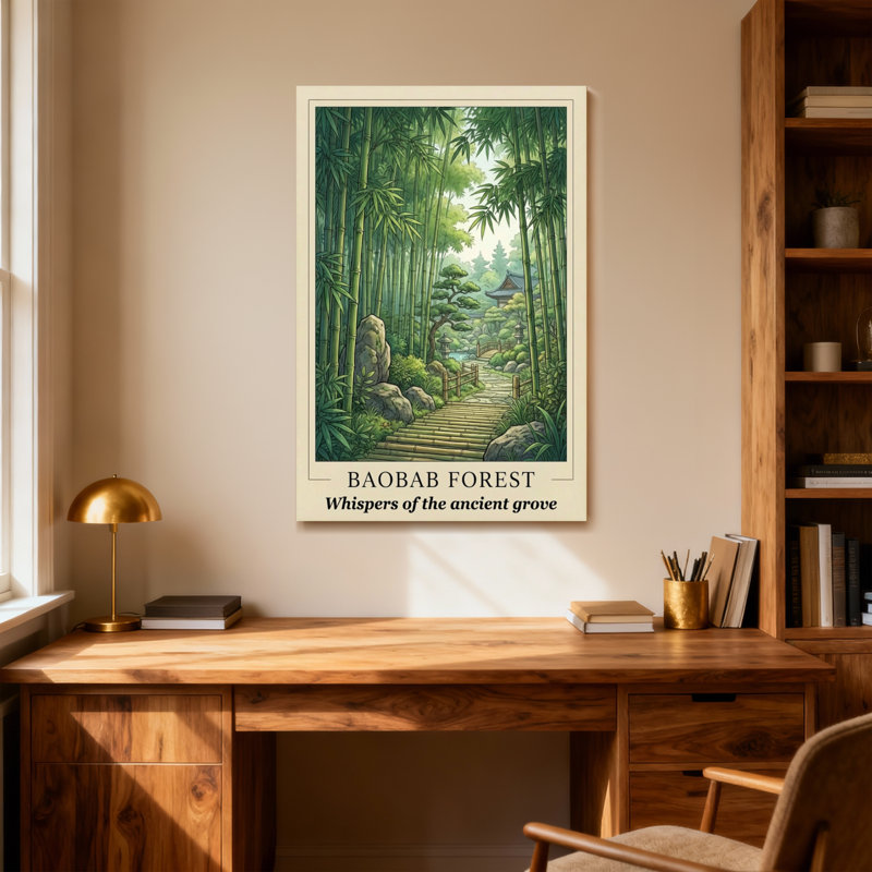 Paysage et nature Chemin de forêt de bambous Sérénité antique Nature Tranquillité Verdure Harmonie, H 40 po x l 28 po