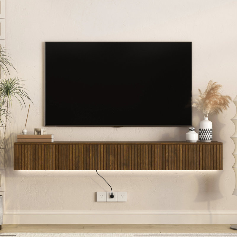 Meuble télé mural oating avec 16 DEL de couleur, meuble télé moderne 69 po, meuble télé flottant pour téléviseur 55 60 65 po