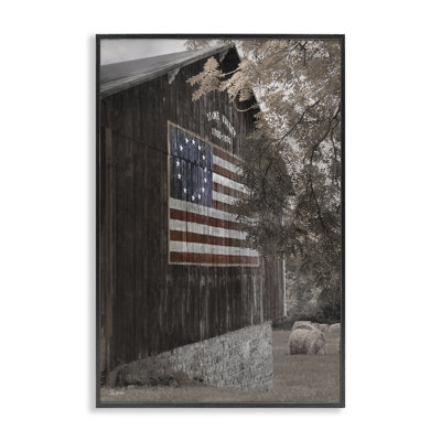  Colonial Flag on Barn Framed Giclee Art by Lori Deiter
