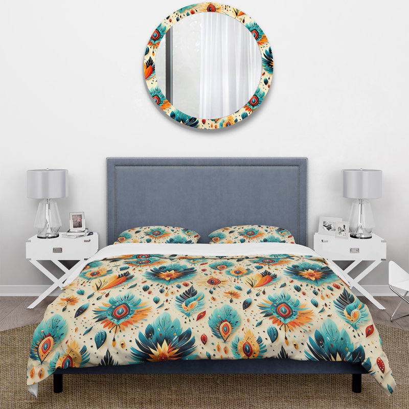 Ensemble de housse de couette Artistic Nomad Boho Pattern Earth Tones - Boho, Housse de couette pour très grand lit et 2 très