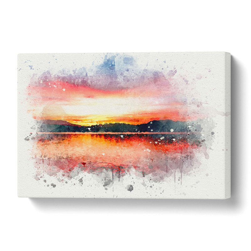Sunset Over Lake Windermere in Abstract - Wrapped Canvas, 50 cm H x 76 cm W