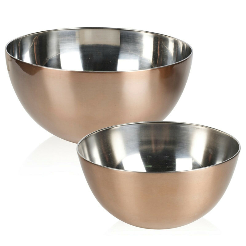 Rose Gold Metal Bowl 24.5Cm Diameter 19Cm Diameter