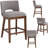 Upholstered Farmhouse Bar Stools, 26" Counter Barstools With Wood Legs For Kitchen Island/Breakfast Bar/Home Pub Set of 4-1384570216