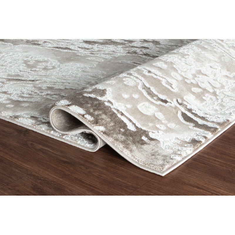 Tapis brun / beige Studebaker, Rectangle 5 pi 2 po x 7 pi 5 po