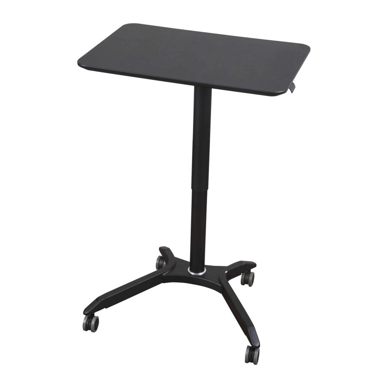 Black Adjustable Height Rolling Laptop Desk Cart