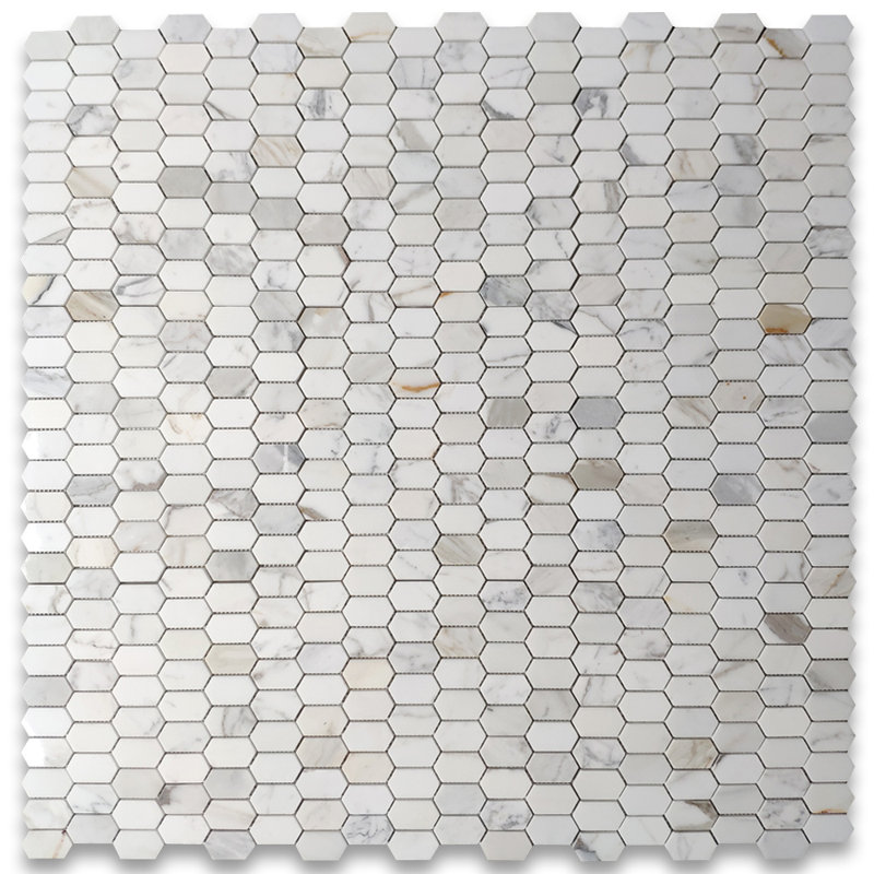 11 in. x 11 in. Honed Marble Tile, White/Beige