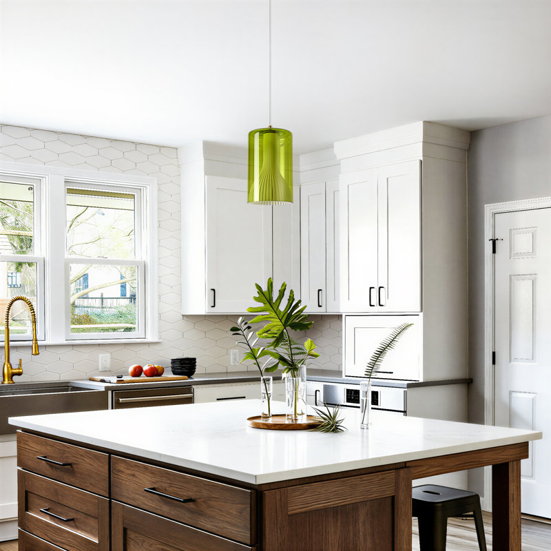 1-light Green Single Pendant with Bulb Included