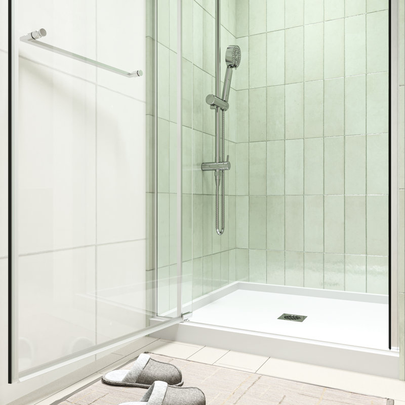 28 - 32"W X 72"H Shower Door, Universal Pivot, Open Outside, 1/4" & 5/16" Tempered Glass, Brushed Nickel Finish, 304 Stainless Steel Hinge, Leak Technique, Magnetic Seal, Adjustable Channel, 4"