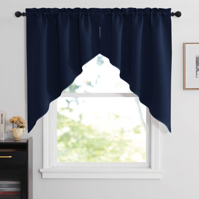  Swag Valances for Windows, Thermal Insulated Rod Pocket Kitchen Curtains for Bathroom Country Window Treatment Tiers for Bedroom/Garden, 2 Panels