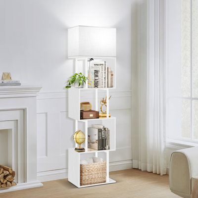Codrina 59" Bookcases with LED Light and Remote Control, 3 Color Temperature Column Floor Lamp