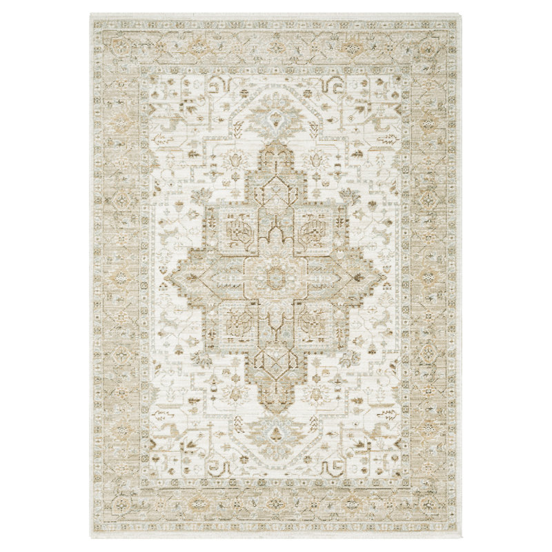 Tapis beige / doré Lainey, Rectangle 5 pi 3 po x 7 pi 7 po