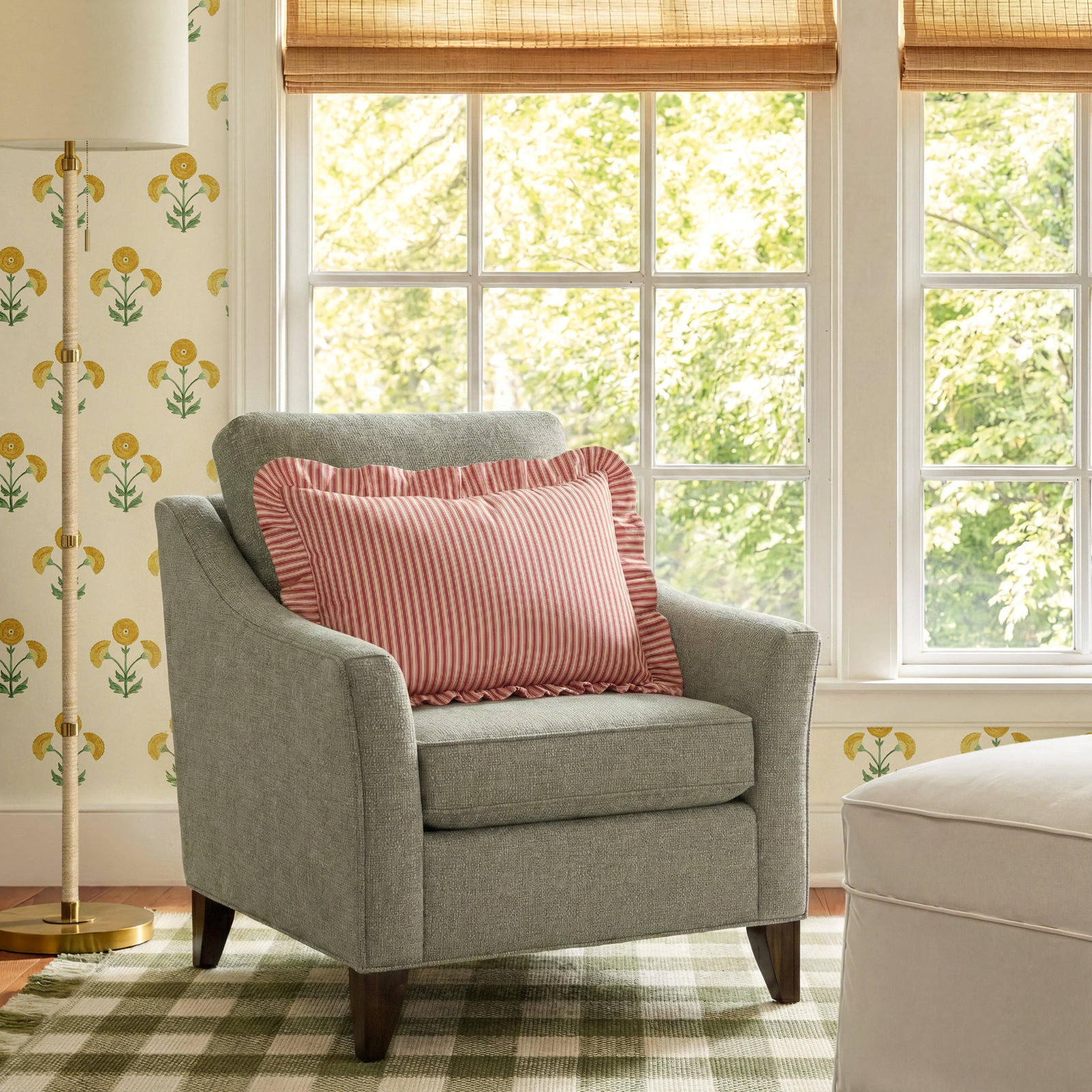 Mikah Upholstered Armchair, Drusky Sand Performance