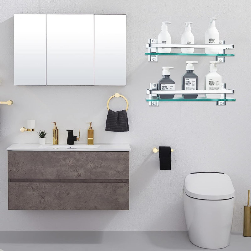 Kinsleigh 3 Piece Floating Shelf, Silver