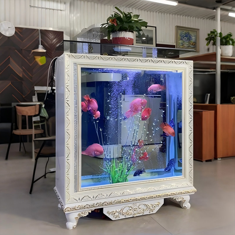 Aquarium rectangulaire 59,5 po à filtration latérale blanc, 56,8 gallons (H 50 po x l 59,06 po x P 15,75 po)