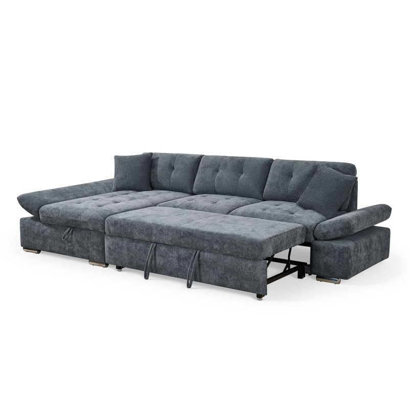 Aayush 4 Seater Sofa Bed, Left Hand Facing, Blue