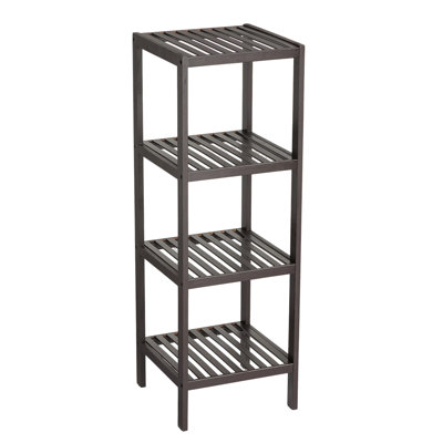 Étagère de rangement à 4 niveaux en bambou - support à lattes multifonctionnel pour salle de bain, cuisine, chambre à coucher, entrée ou balcon