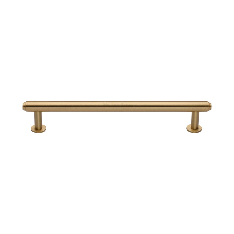 Heritage Brass Heritage Cabinet Pull Step Design with Rose, Satin Brass, 16cm