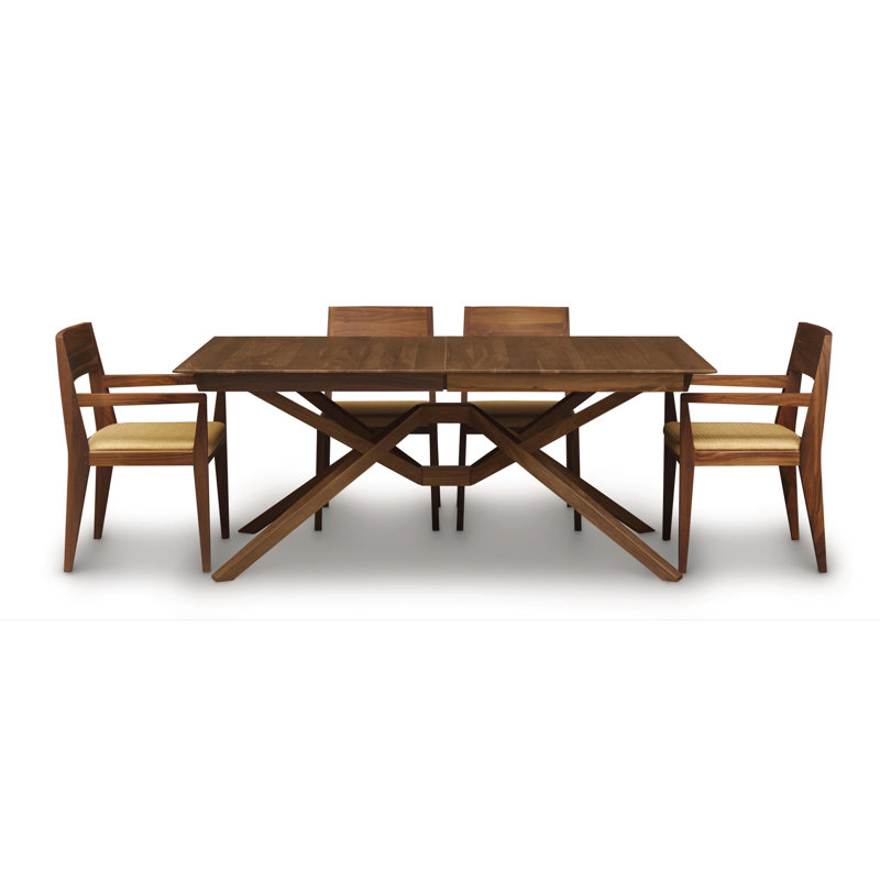 Exeter Single and Double Leaf Extension Dining Table, Natural Walnut, 50" W x 72"/92"/112" L, 2