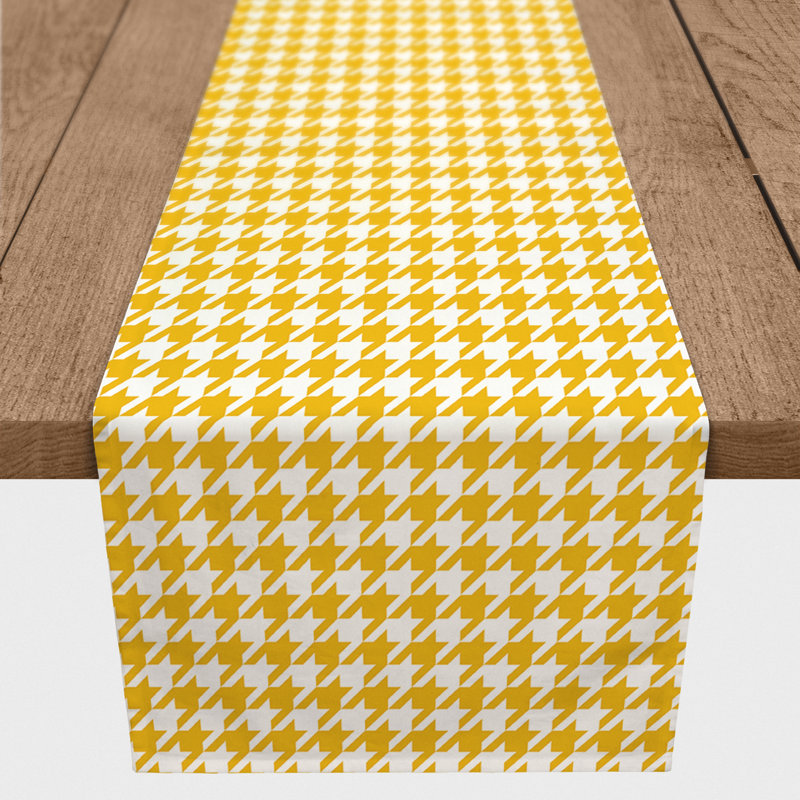 Chemin de table en losanges pointillé Nalston, 72 po x 16 po, Jaune, Pied-de-poule