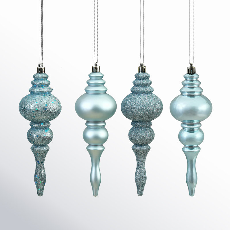 7" Shatterproof Finial Ornament, Baby Blue