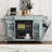 Kitchen Island with Trash Can Storage Cabinet, Power Outlet, Internal Storage Rack, Rolling Kitchen Islands on 5 Wheels with 3 Drawer-1853908503