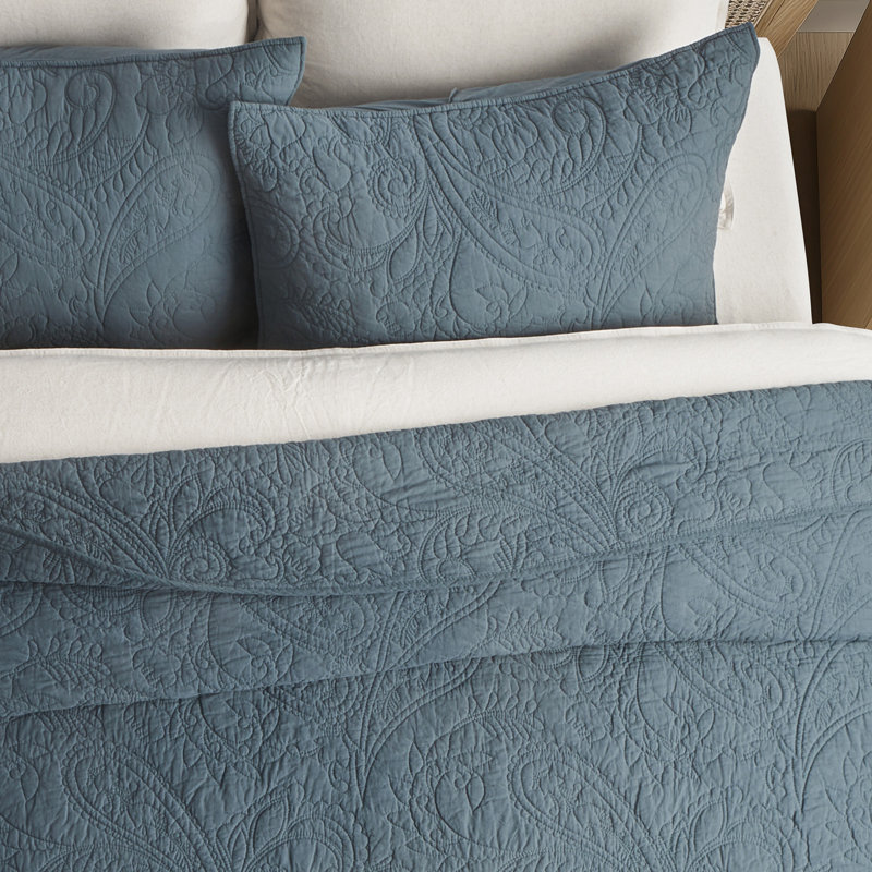 Ensemble de courtepointe 100% coton à motif cachemire 3 pièces, Courtepointe pour grand lit + 2 taies décoratives