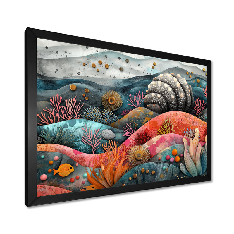 Hardman, aquarium abstrait, oursin et corail, horizon - oursin, art mural, Reproduction encadrée d'une seule photo