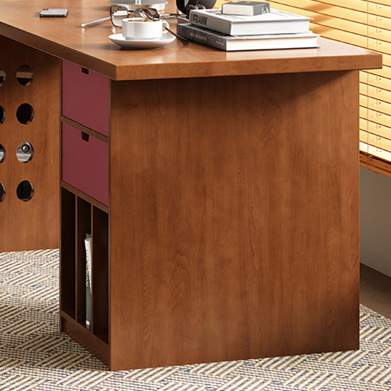 Bureau d'écriture rétro avec rangement en buis durable, H 29,52 po x l 55,11 po x P 27,55 po