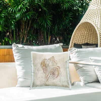 Coussin d'extérieur Beige Seashell Illusion