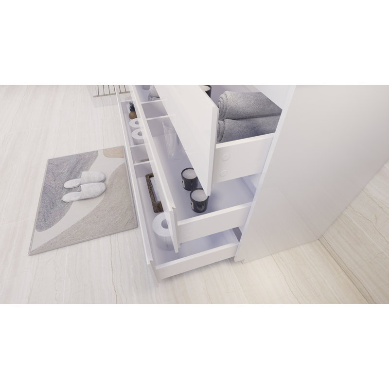 Ensemble de meuble-lavabo simple 60 po Haracha, Blanc ultrabrillant