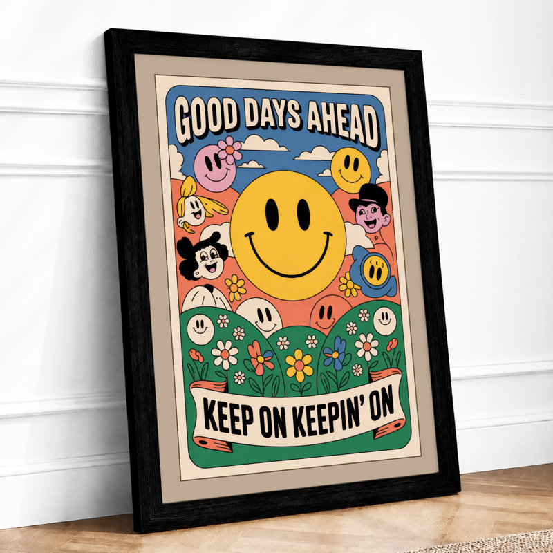 Good Days Ahead Retro - Framed Print, A1 - 84.1 x 59.4 cm, Black