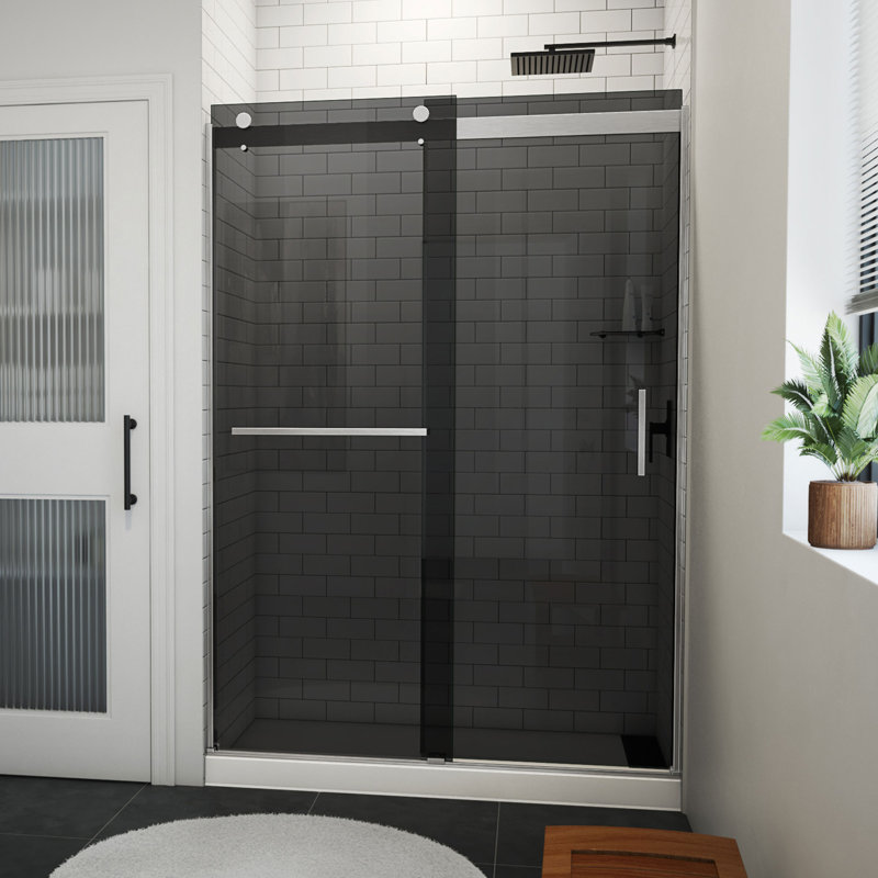 Sapphire-V 50cm W x 76cm H Frameless Tub Door with, Brushed Nickel