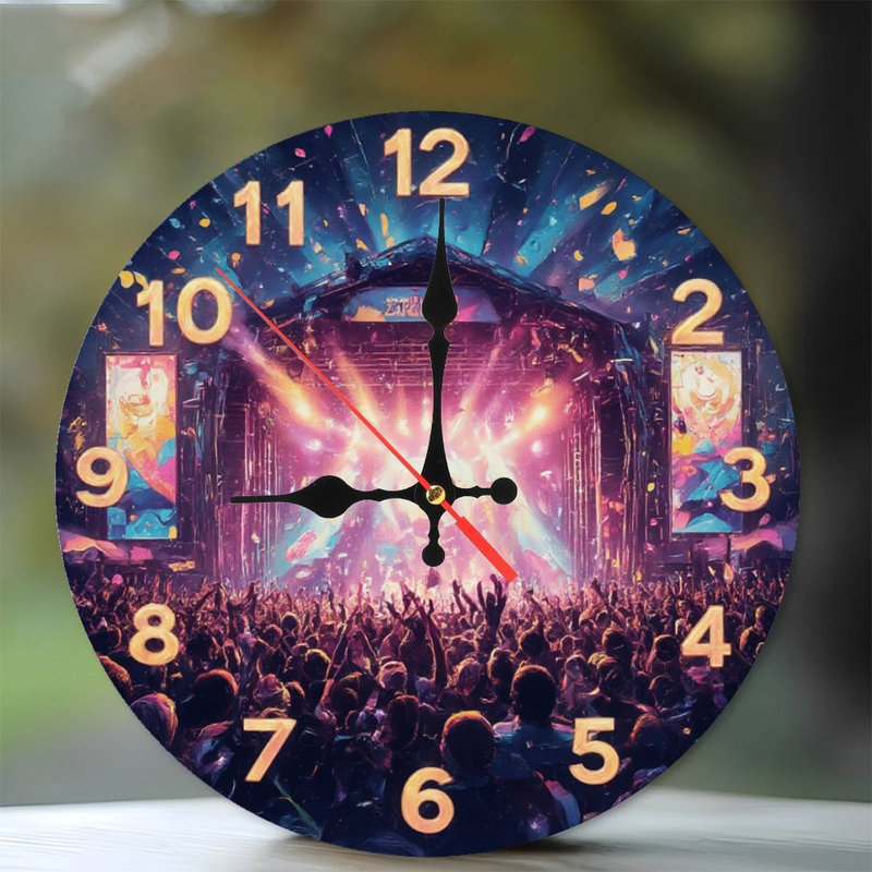 Horloge de fête musicale avec foule