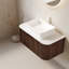 Meuble-lavabo de salle de bain 36 po Dina, armoire de rangement en contreplaqué rayé à bords arrondis avec tiroir, cuve rectangulaire en céramique blanche et plateau en pierre frittée blanche de Carrare, pré-assemblé, grain de bois noyer foncé-222665356-222665360-222665361