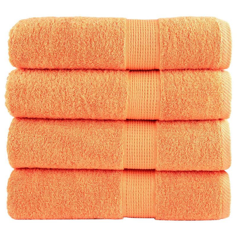 Serviettes de bain de qualité supérieure vidaXL "SOLund" 4 pièces orange 100 x 150 cm 600 g / m², L 39 po x L 59 po, Orange