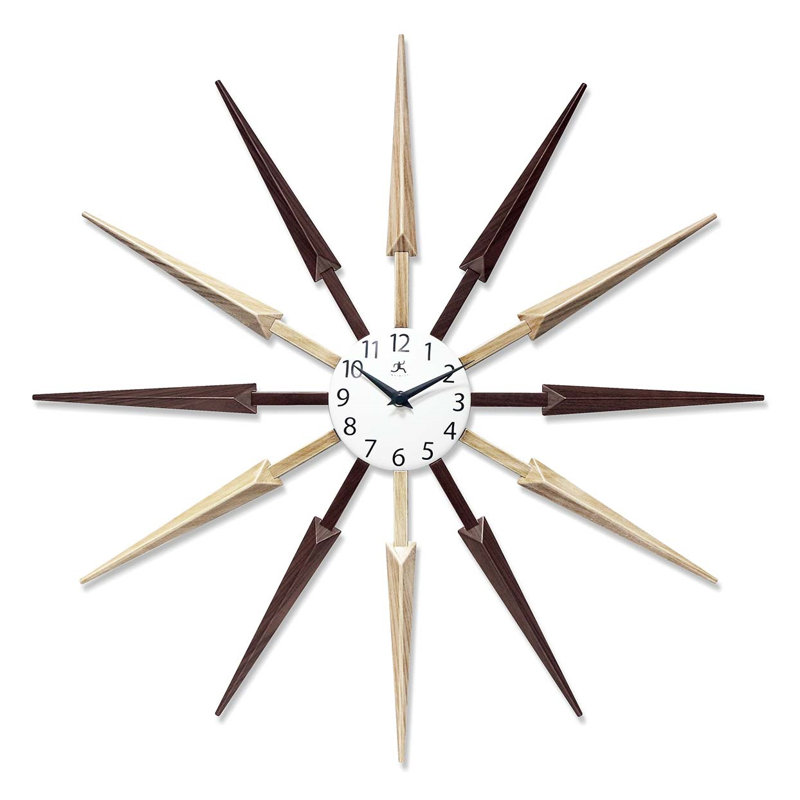 Horloge murale 24,5 pouces Donaway, Brun pâle/brun foncé