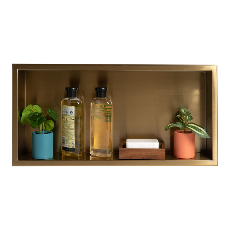 Tablette de douche adhésive en acier inoxydable, Or brossé