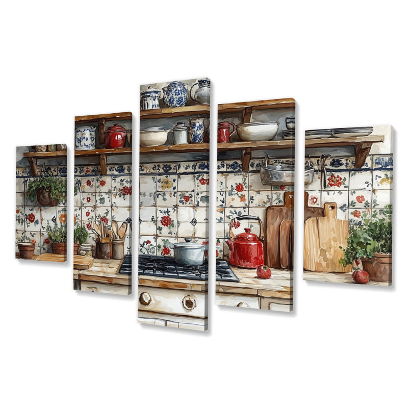 Grey Country Kitchen Rustic Charm II - Kitchen Wall Art Print Set