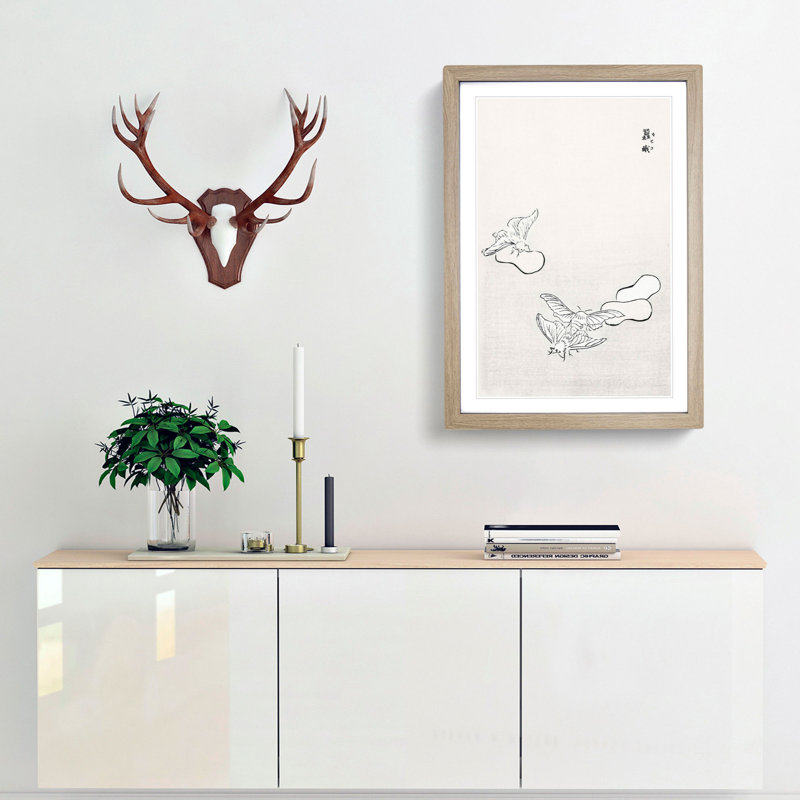 Moths by Morimoto Toko - Picture Frame Painting Print, 36cm H x 27cm W x 2cm D, Oak Framed