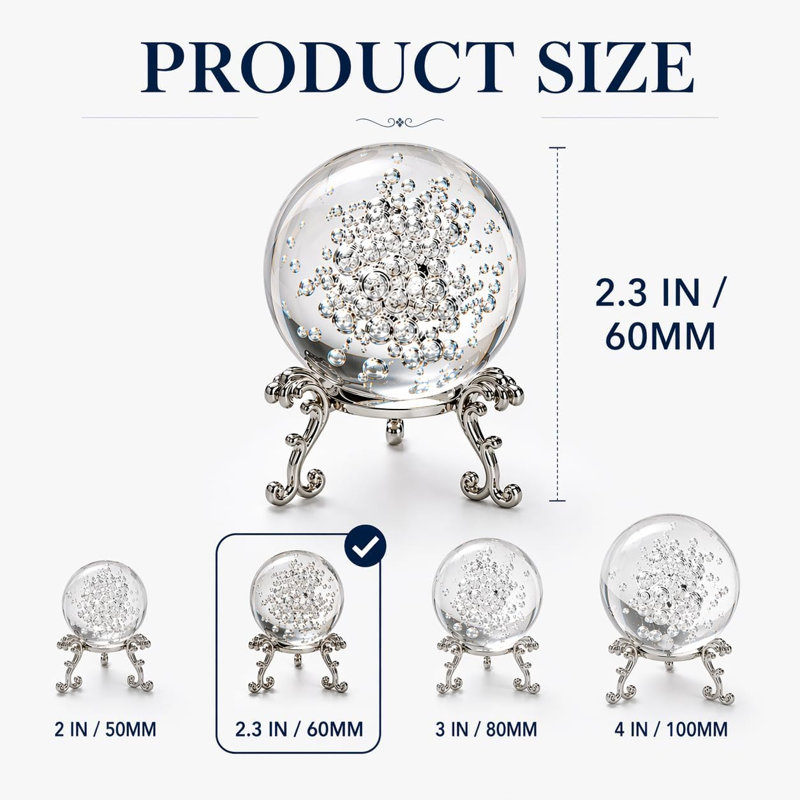 Boule de cristal décorative en verre - Orbe de voyance avec support, bulle de 5,8 cm