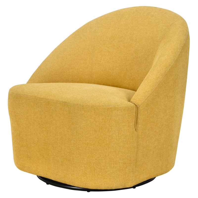 Fauteuil demi-tonneau pivotant Zorriah, Tissu jaune moutarde