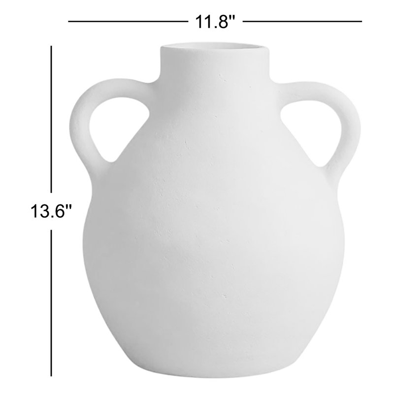 Vase en papier mélangé blanc H 13,6 po et diamètre 11,8 po Perth, Blanc