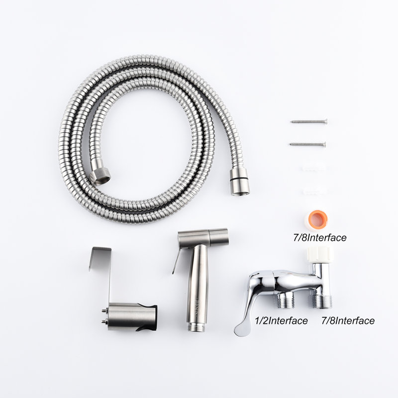 Handheld Bidet Toilet Spray - Hygienic Butt Disinfecting Quality Regulate Prompt Rust And Corrosion Feature Silver Metal For Toilet, Purifying Alter Force Quick Lamp