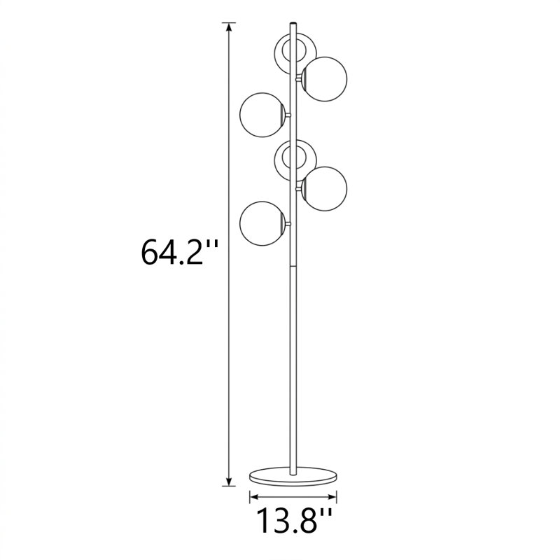 Lampe sur pied design à six globes en verre