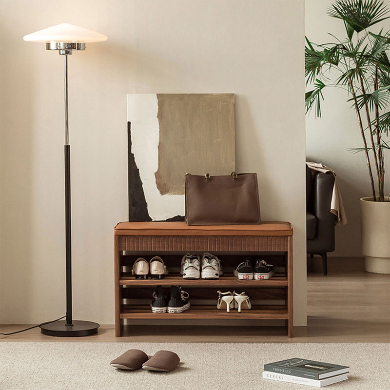 Brown Upholstered Bench