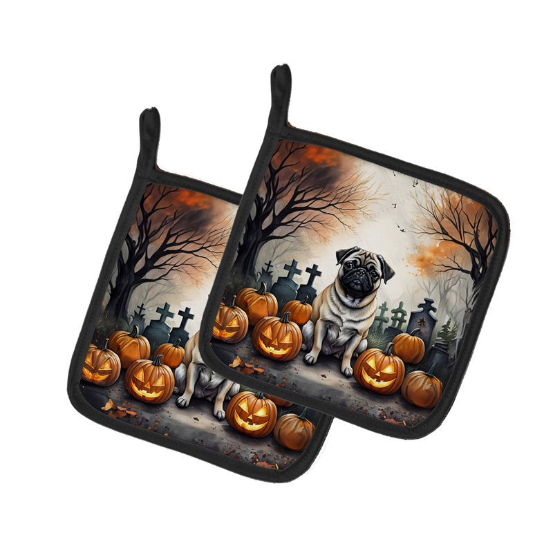 Paire de porte-casseroles Faw Pug Spooky Halloween