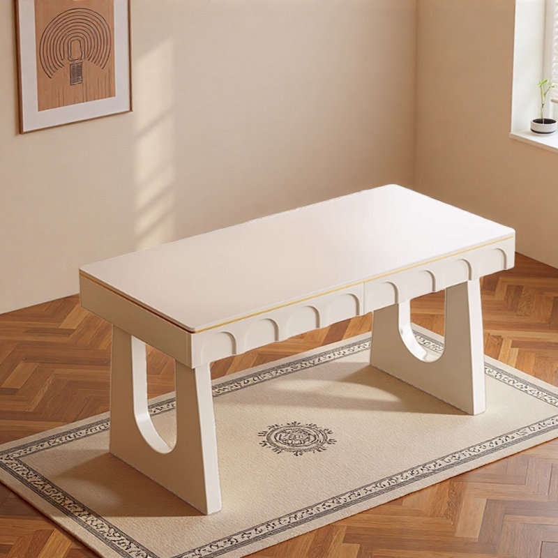 Light Luxury Minimalist Rock Slab Writing Desk, 29.52" H x 55.11" W x 23.62" D