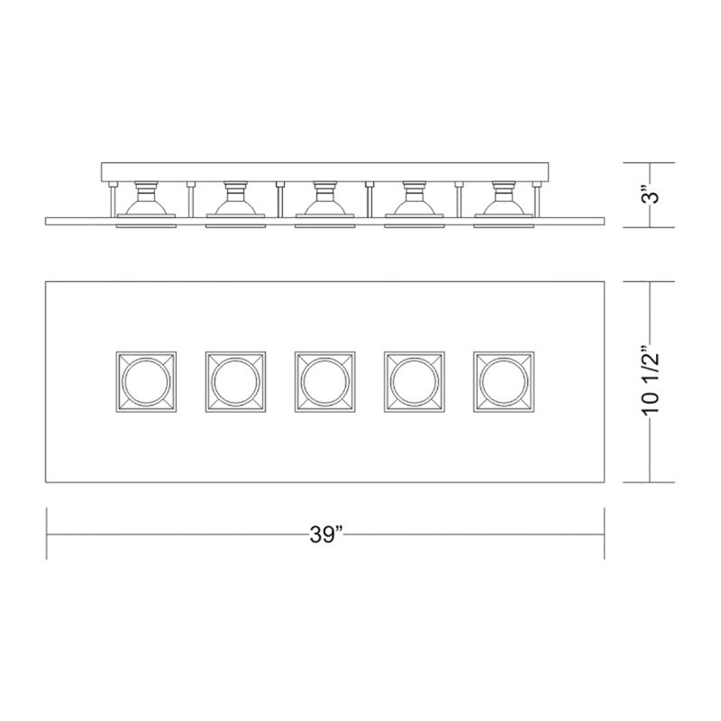 Polifemo 5 - Light 39.3701" Rectangle Semi Flush Mount, Gray