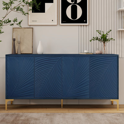 Modern 4-Door Sideboard With Creative Carved Surface